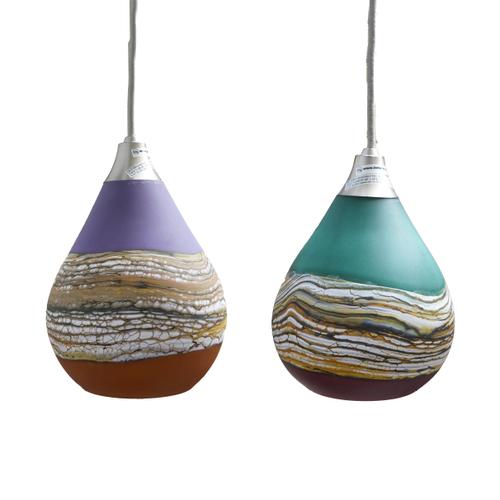 GARTNER BLADE: TWO AMERICAN ART GLASS 'STRATA' PENDANT LIGHTS (2)