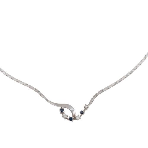 A SAPPHIRE AND DIAMOND NECKLACE