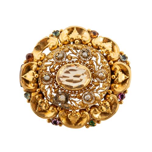 A LATE GEORGIAN, EARLY VICTORIAN CANNETILLE BROOCH