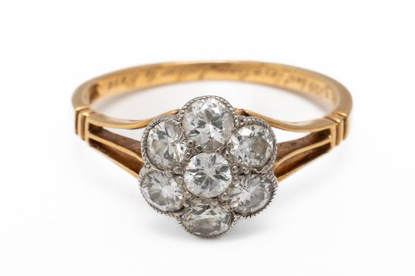 A DIAMOND FLORAL CLUSTER RING (2)