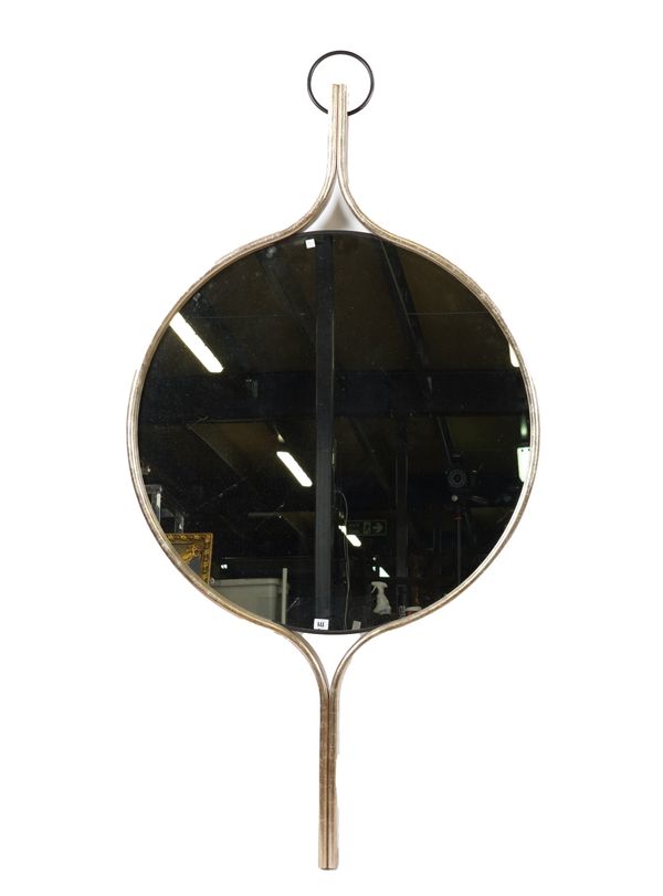 WILLIAM YEOWARD BY JONATHAN CHARLES; A SILVER PAINTED CIRCULAR WALL MIRROR