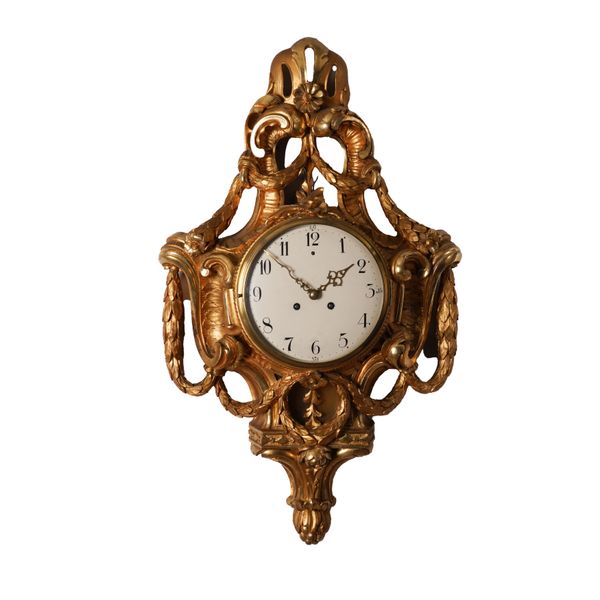 A VICTORIAN STYLE GILT PAINTED WALL CLOCK