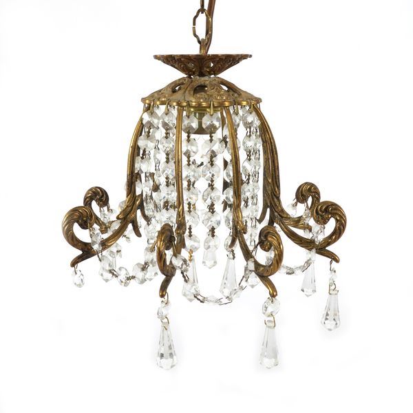 A PAIR OF FRENCH GILT-METAL PENDANT HANGING LIGHTS (2)