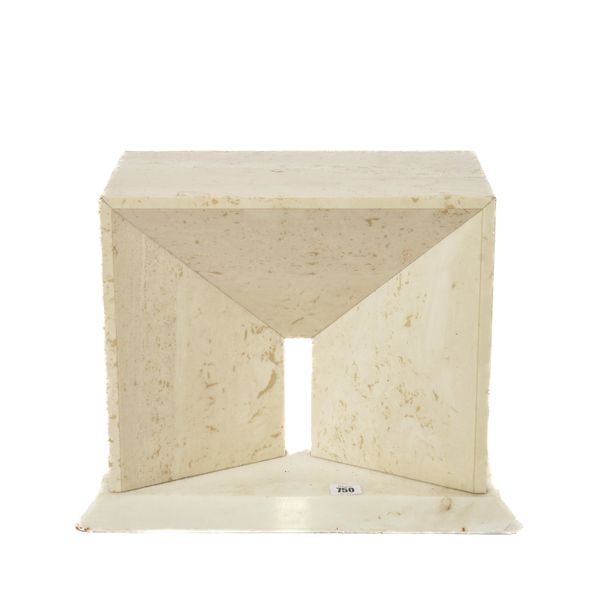 A MARBLE MODERNIST GEOMETRIC SCULPTURE OF ARCHITECTURAL FORM