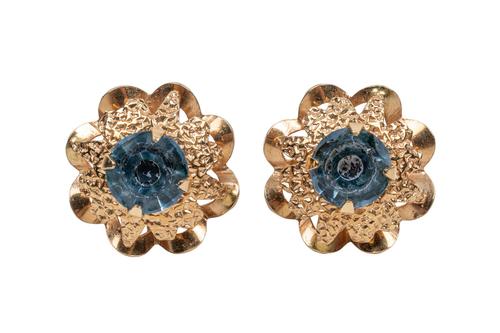 A PAIR OF BLUE PASTE EARRINGS