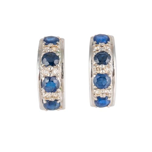 A PAIR OF SAPPHIRE AND DIAMOND EARSTUDS
