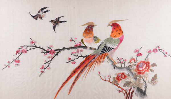 TWO LARGE CHINESE PAINTINGS ON SILK