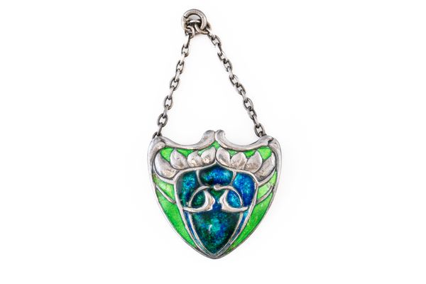 LIBERTY & CO: ART NOUVEAU SILVER AND ENAMEL PENDANT