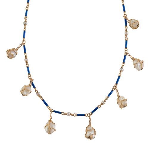 A PEARL AND ENAMEL NECKLACE