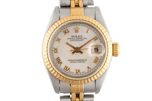 A ROLEX OYSTER PERPETUAL DATE BICOLOUR REF 69173 WATCH