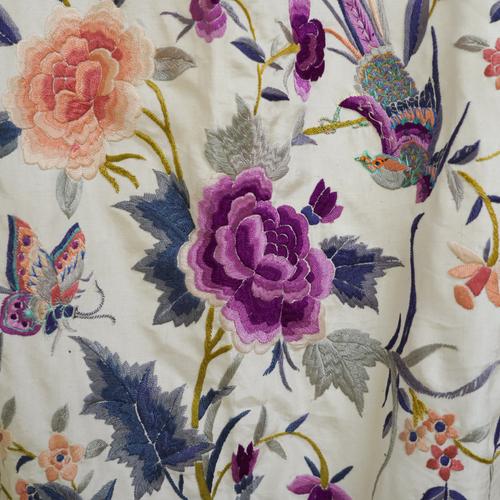 TWO CHINESE-EXPORT SILK EMBROIDERED SHAWLS (2)