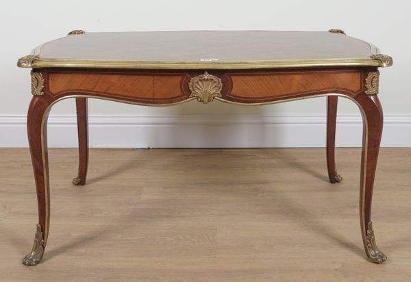 A LOUIS XV STYLE GILT METAL MOUNTED PARQUETRY KINGWOOD LOW CENTRE TABLE