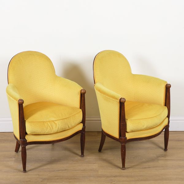 A PAIR OF FRENCH ART DECO STAINED BEECH ARMCHAIRS (2)