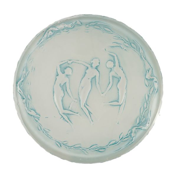 RENE LALIQUE FOR D'ORSAY A 'TROIS FIGURINES' POWDER BOX AND COVER (2)