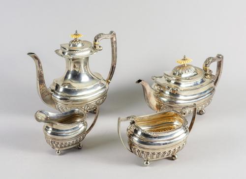 A SILVER FOUR PIECE TEA AND COFFEE SET