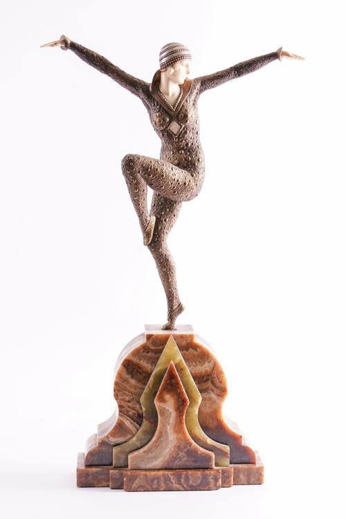 DEMETRE CHIPARUS (1886-1947): AN ART DECO PATINATED AND GILT-BRONZE CHRYSELEPHANTINE FIGURE OF THE DANCER OF KAPURTHALA