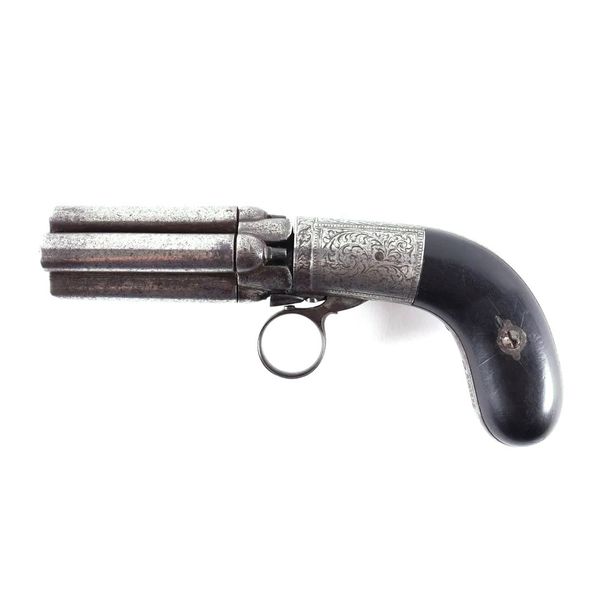 A MARIETTE BREVET FOUR BARREL PEPPERBOX PISTOL