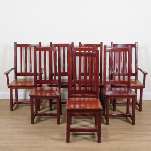 A SET OF EIGHT AFRICAN HARDWOOD STICK BACK DINING CHAIRS (8)
