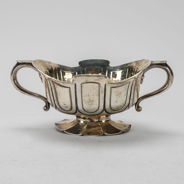A SILVER TWIN HANDLED BOWL