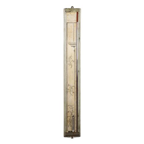 A FRENCH PROVINCIAL GREY-PAINTED STICK BAROMETER