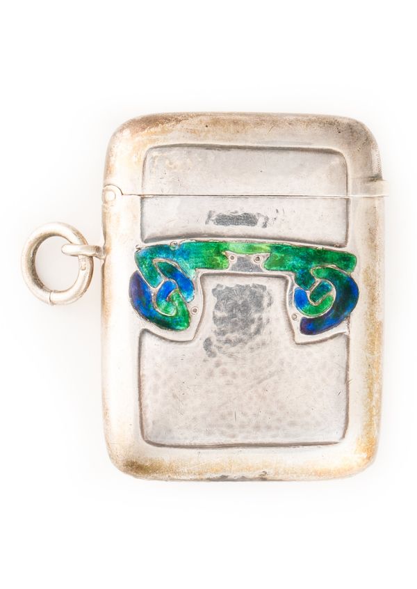 A SILVER AND ENAMELLED VESTA CASE