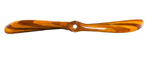 AN ENGLISH WWI DE HAVILLAND TWO BLADE MAHOGANY, ASH AND WALNUT PROPELLER