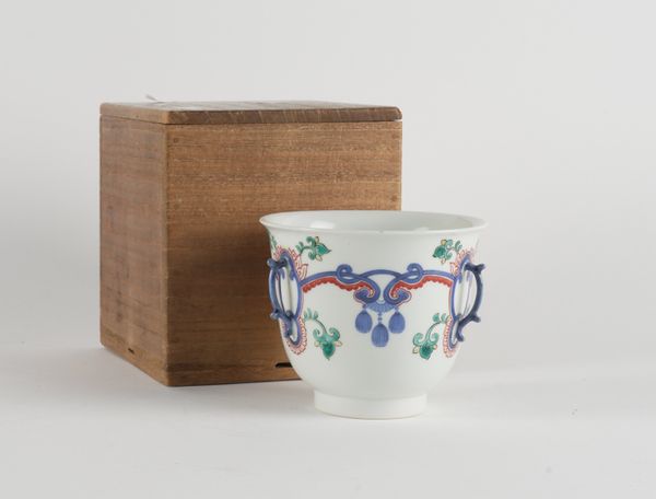 A JAPANESE KAKIEMON STYLE THREE-HANDLED CUP