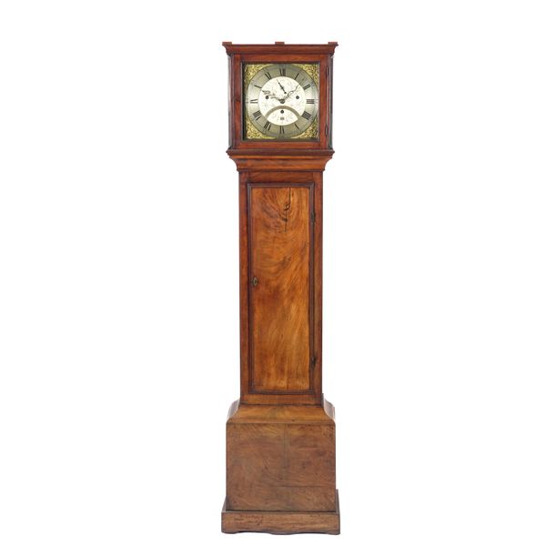 A MAHOGANY THREE-TRAIN QUARTER CHIMING LONGCASE CLOCK