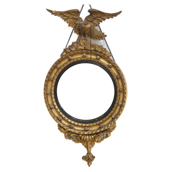 A REGENCY GILT FRAMED CONVEX MIRROR