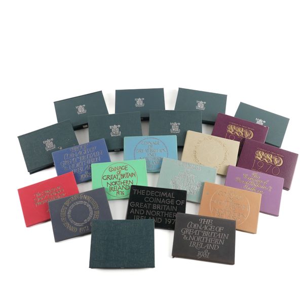 A COLLECTION OF UNITED KINGDOM YEAR TYPE SPECIMEN PROOF COIN SETS (21)