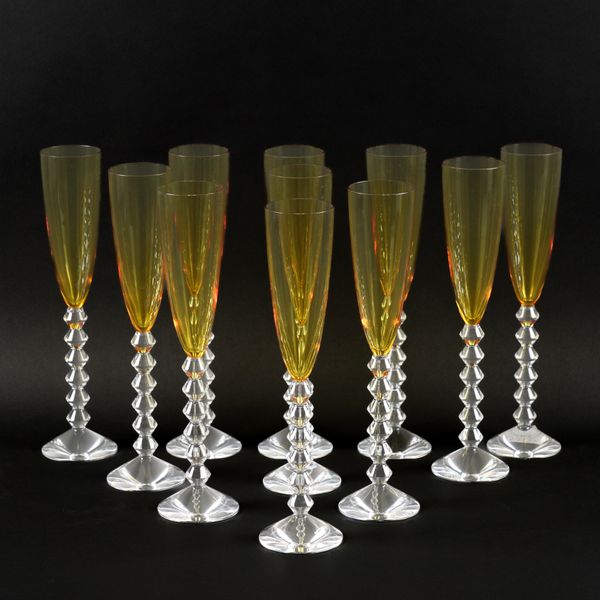A  GROUP OF ELEVEN BACCARAT 'VEDA FLUTISSMINO' CHAMPAGNE FLUTES (11)