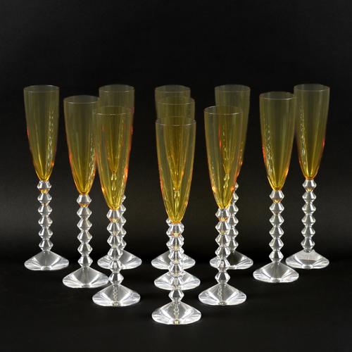 A  GROUP OF ELEVEN BACCARAT 'VEDA FLUTISSMINO' CHAMPAGNE FLUTES (11)