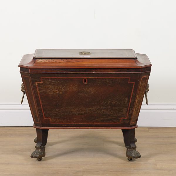 A REGENCY SATINWOOD AND ROSEWOOD PANELLED CELLARETTE