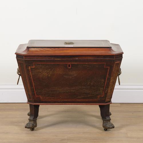 A REGENCY SATINWOOD AND ROSEWOOD PANELLED CELLARETTE