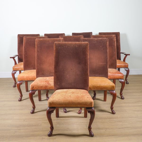 RALPH LAUREN; A SET OF TEN MAHOGANY FRAMED DINING CHAIRS (10)