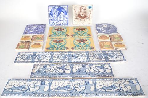 A GROUP OF DECORATIVE VICTORIAN TILES, MOSTLY PICTORIAL