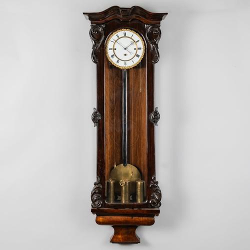 A VIENNESE THREE TRAIN QUARTER STRIKING REGULATOR