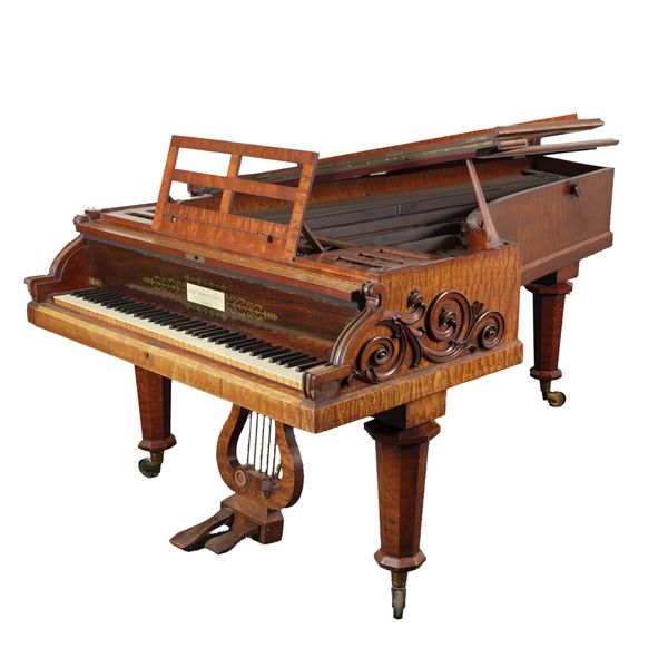 JOHN BROADWOOD AND SONS, LONDON; A SATINWOOD AND ROSEWOOD GRAND PIANO