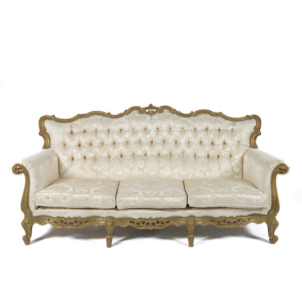 A GOLD PAINTED ROCOCO REVIVAL THREE PIECE SUITE (3)