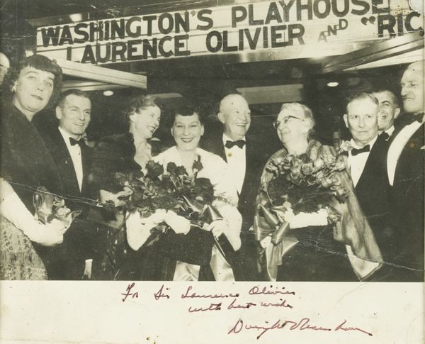 EISENHOWER, Dwight (1890-1969). A monochrome photograph of Dwight Eisenhower and Laurence Olivier, 275 x 335mm., framed and glazed, [undated, but c.1956]. INSCRIBED beneath the image, "For Sir Laurence Olivier with best wishes, Dwight Eisenhower."