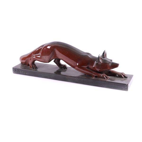 DAVID D'YERNA; A LUSTRE GLAZED CERAMIC MODEL OF A  FOX