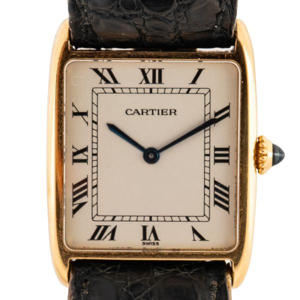 A CARTIER TANK ARRONDIE ULTRA THIN 18CT GOLD WATCH