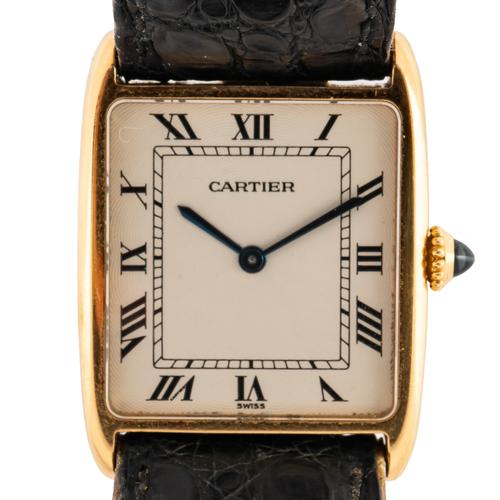 A CARTIER TANK ARRONDIE ULTRA THIN 18CT GOLD WATCH