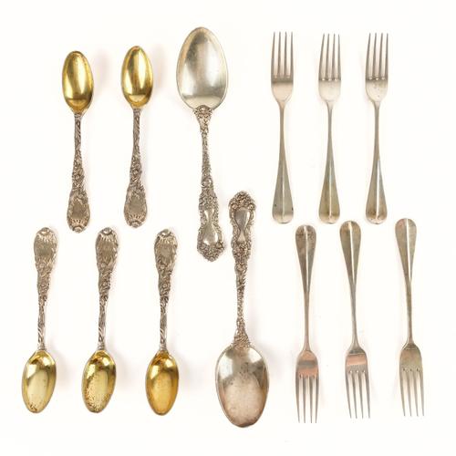 A GROUP OF FOREIGN SILVER FLATWARE