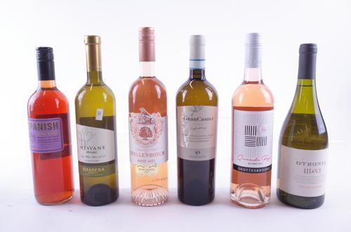 SIX BOTTLES VARIOUS WHITE AND ROSE WINE AND EIGHT BOTTLES ASIAN SPIRIT