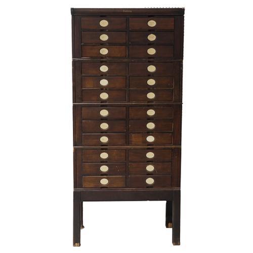 AMBURG U.S; AN EARLY 20TH CENTURY AMERICAN FOUR TIER FOLIO CABINET ON STAND