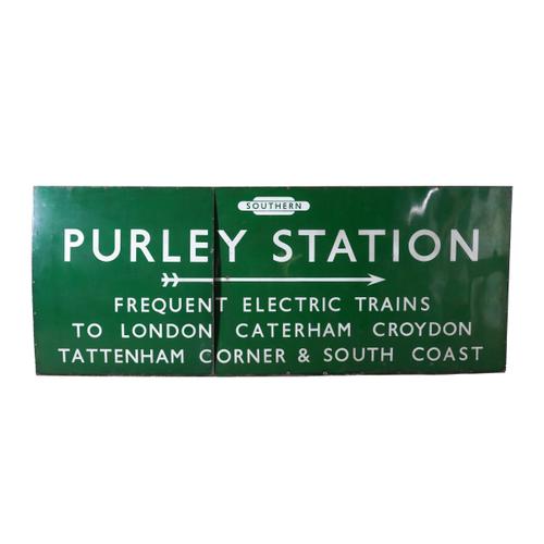 A SOUTHERN RAILWAY ENAMEL SIGN FROM PURLEY STATION