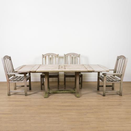 WOOD CLASSICS; A SLATTED HARDWOOD RECTANGULAR EXTENDING GARDEN TABLE (5)