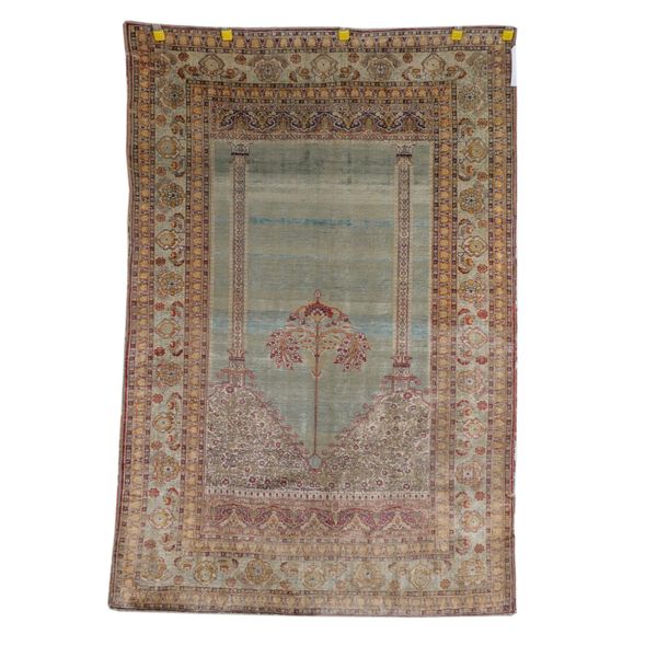 A SILK GHIORDES PRAYER RUG, TURKISH