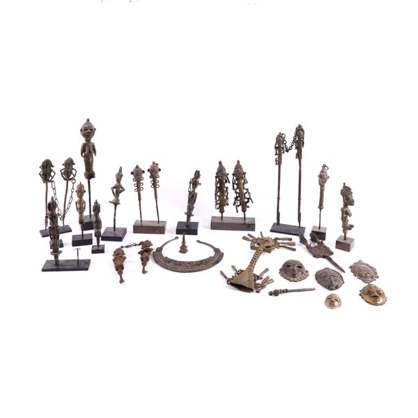 A COLLECTION OF BRONZE AFRICAN TRIBAL FIGURES (QTY)